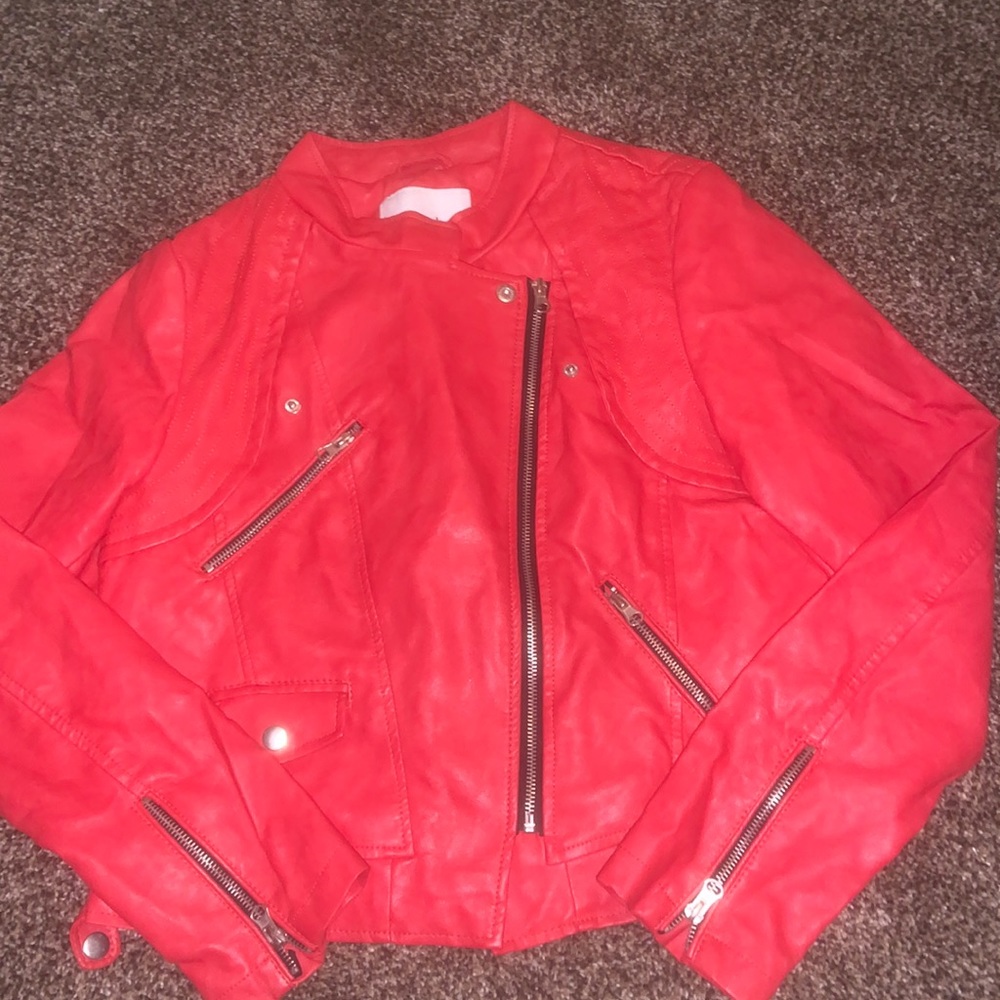 Hot pinkish leather jacket size L